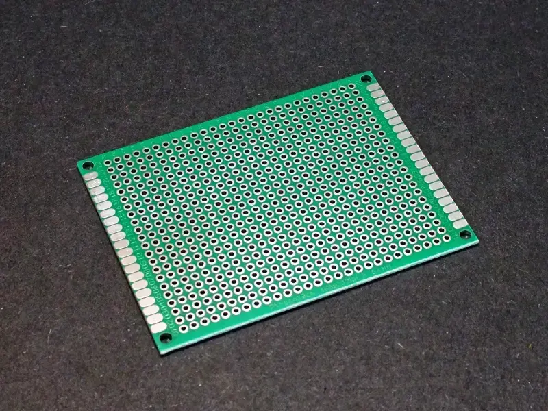 A close-up of a PCB prototype board