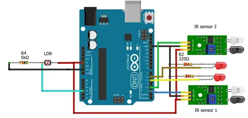 A close-up of a smart street light sensor PCB with various sensors