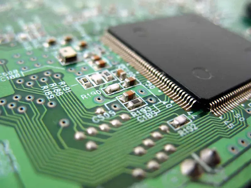 Automated PCB assembly line.